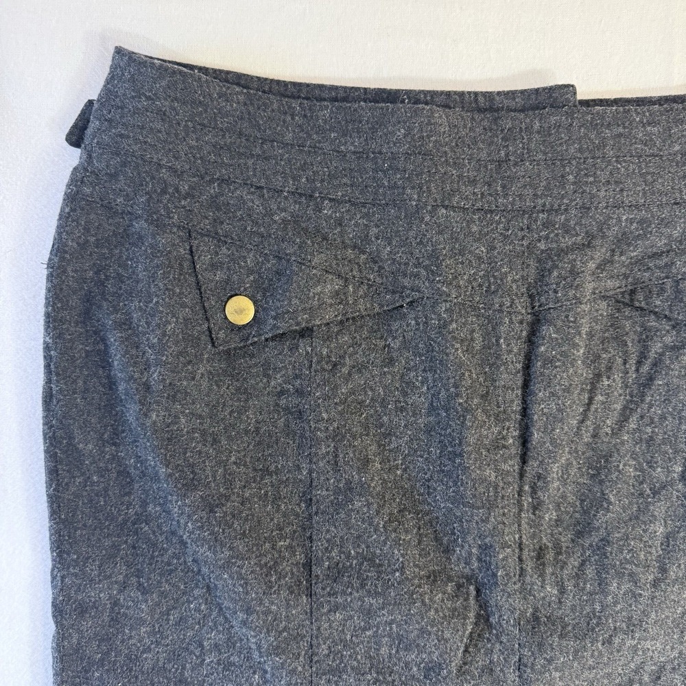 Express Women's Skirt Gray Wool Blend Size 6 Pencil Gold Button Zip Detail - Picture 8 of 10